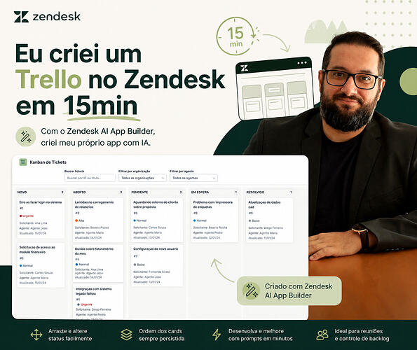 Criando um Trello no Zendesk em 15min com o AI App Builder
